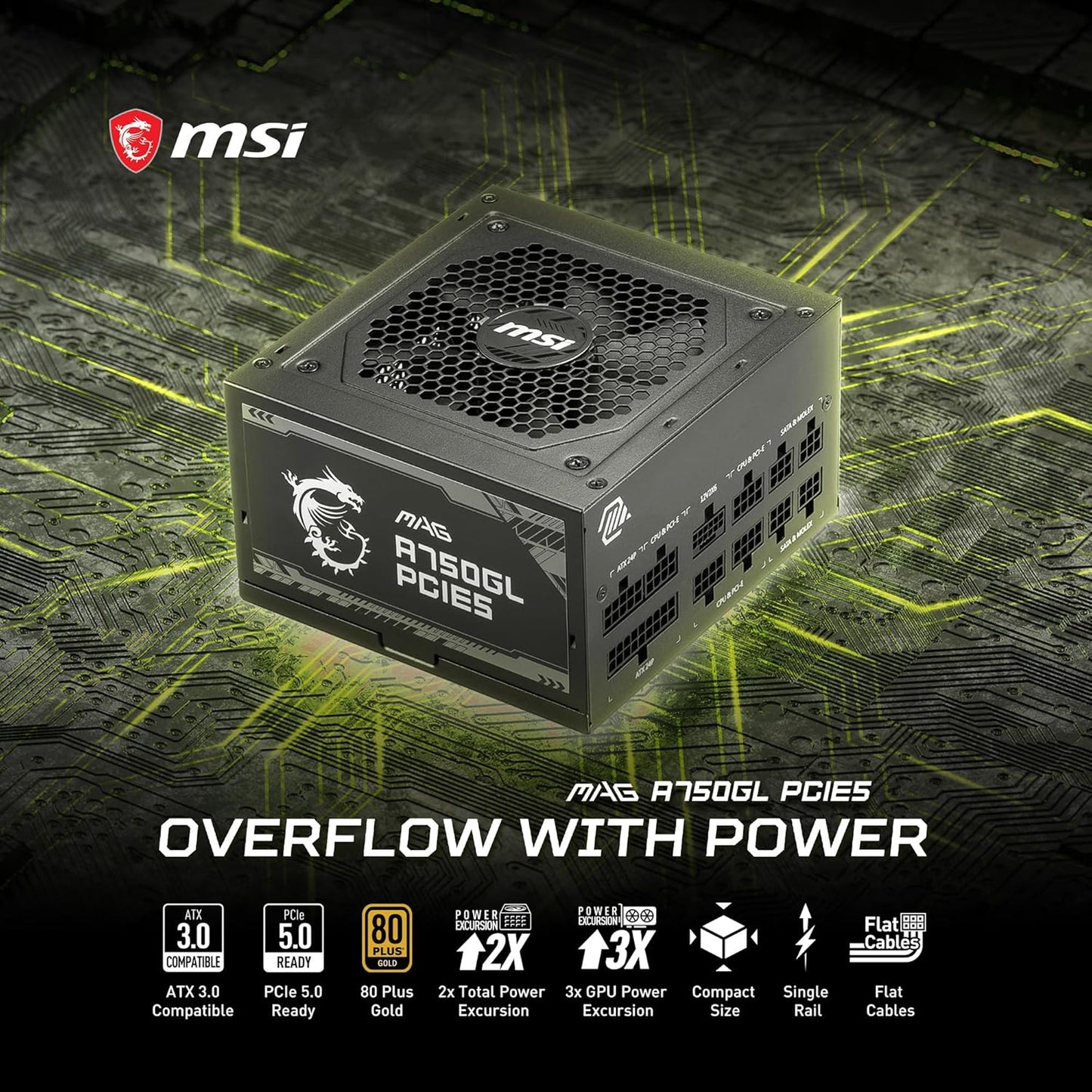 MSI MAG A750GL PCIE5 750W Gaming Power Supply – Fully Modular 80 PLUS Gold ATX 3.1 PSU with 12V-2x6 Cable - Electronics with | Sold by Uncle Wiener's Wholesale