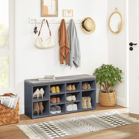 New 10 - Compartment Shoe Storage Cabinet – Entryway & Bedroom Organizer - with Gray | Sold by Uncle Wiener's Wholesale