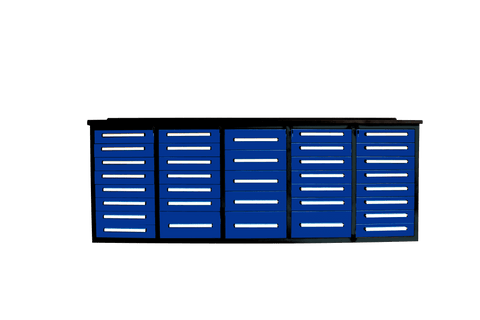 NEW 10 FT HEAVY DUTY STEEL WORK BENCH 35 , 25 , 20 & 15 DRAWER - with 35 Drawer Blue | Sold by Uncle Wiener's Wholesale