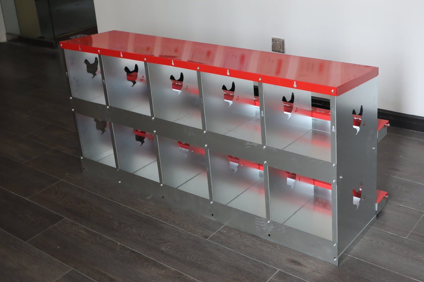 NEW 10 Hole Chicken Laying Nest Box – Heavy Duty Metal Egg Collection Box for Poultry Coop S1222 - with | Sold by Uncle Wiener's Wholesale