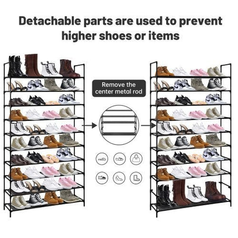 10-Tier Shoe Rack Organizer – Full Front View
Space-Saving Shoe Shelf with 50 Pairs Capacity
Removable Tier Shoe Storage Rack – Assembly Guide
Compact Shoe Organizer – Closet and Entryway Use