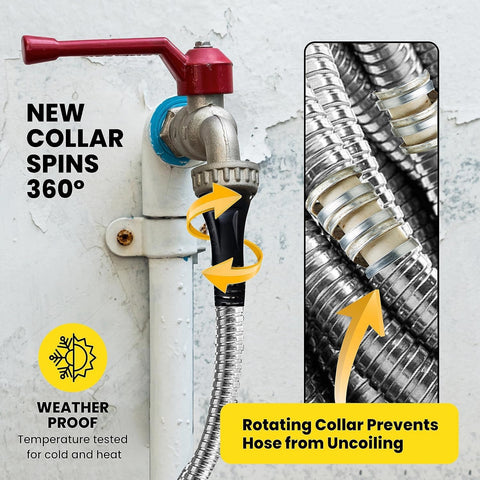 100 ft stainless steel garden hose with brass fittings – rust-proof, kink-resistant, heavy-duty design