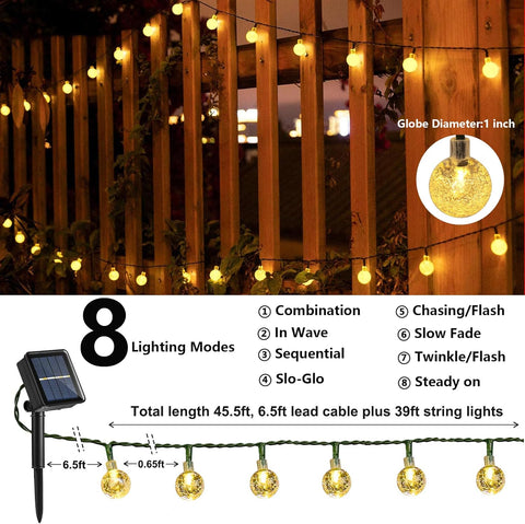 New 100 LED 72FT Solar Crystal Globe String Lights – Outdoor Waterproof Garden Decor 10213CW - with COOL WHITE | Sold by Uncle Wiener's Wholesale