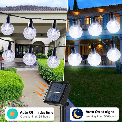 New 100 LED 72FT Solar Crystal Globe String Lights – Outdoor Waterproof Garden Decor 10213CW - with COOL WHITE | Sold by Uncle Wiener's Wholesale