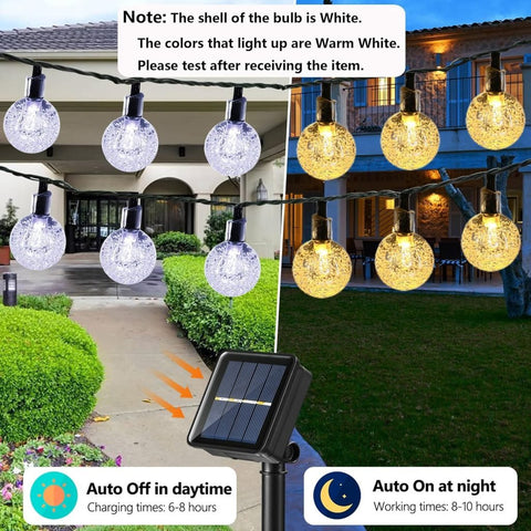 New 100 LED 72FT Solar Crystal Globe String Lights – Outdoor Waterproof Garden Decor 10213CW - with COOL WHITE | Sold by Uncle Wiener's Wholesale