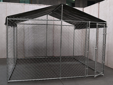 Weather-resistant dog kennel with galvanized steel frame