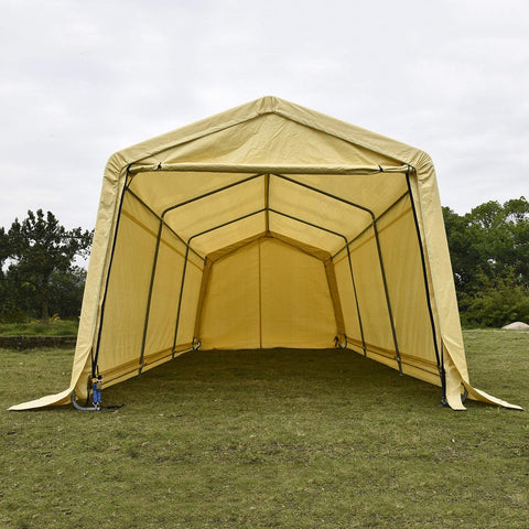 "10x17 FT Heavy Duty Yellow Storage Shelter Garage Shed"
"Waterproof Outdoor Storage Canopy for Vehicles and Equipment"
"10x17 FT Steel Frame Portable Garage Storage Building"
"Car Boat Truck Protection Shelter with Yellow PU Coated Cover"
