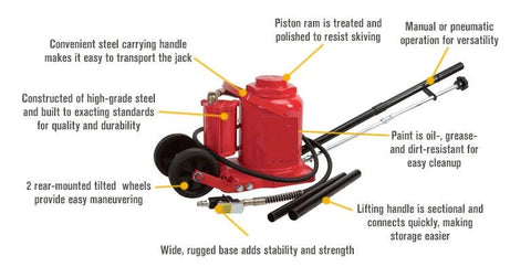 12 Ton Compact Air Bottle Jack for Vehicle Lifting