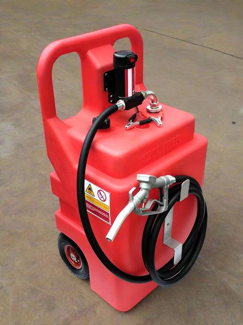 120L red portable fuel transfer tank with rotary hand pump
Manual fuel pump tank with built-in wheels and handle
Blue 12V electric fuel pump system with hose
Diesel and gasoline compatible portable fuel storage
Multiple tank options for site and farm use