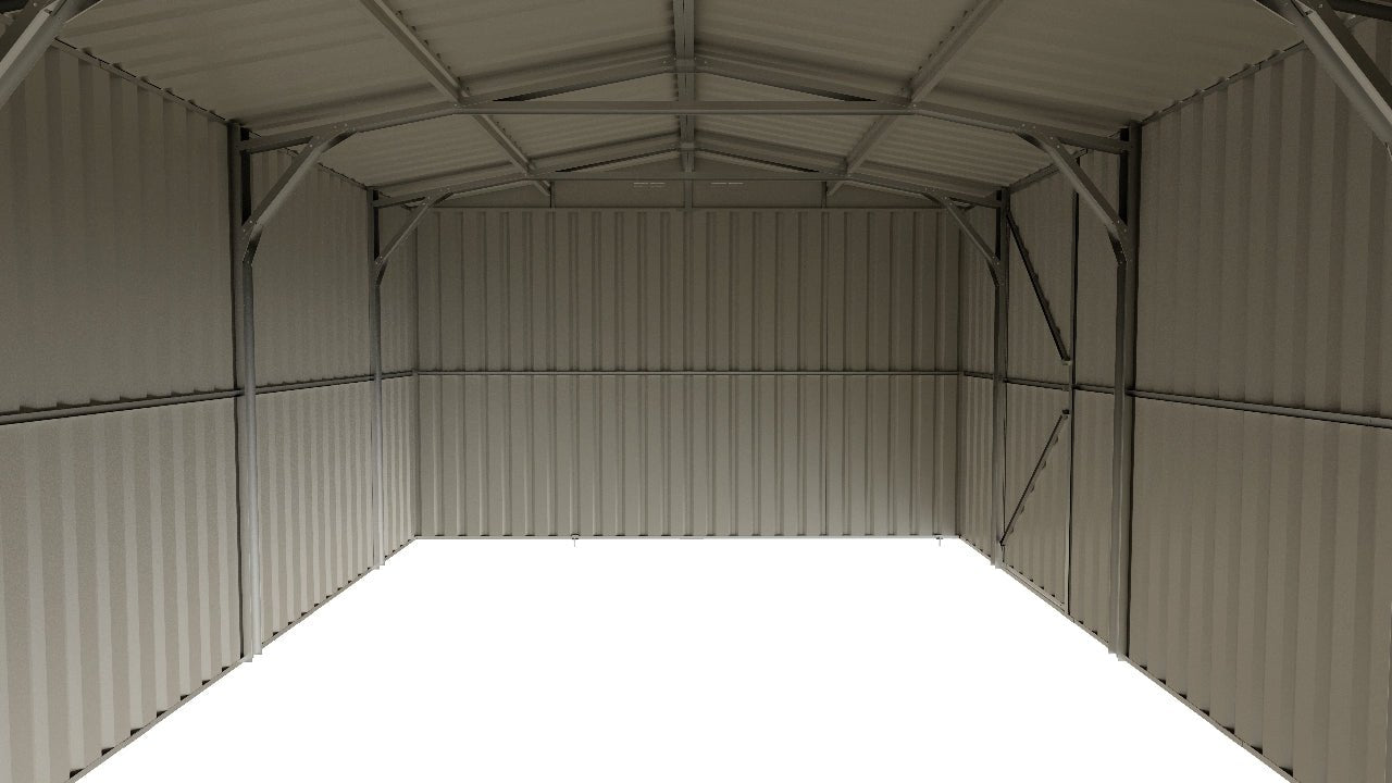 14x27 FT Metal Garage Shed with Double Doors
Spacious Heavy-Duty Garden Storage Shed G1427
Outdoor Metal Garage for Vehicle and Tool Storage
Front View of 14x27 FT Steel Garage Shed
Inside Look of Spacious Metal Garage Building