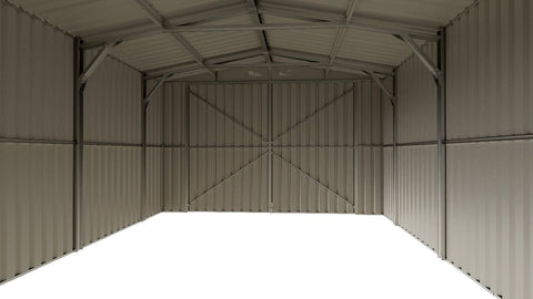 14x27 FT Metal Garage Shed with Double Doors
Spacious Heavy-Duty Garden Storage Shed G1427
Outdoor Metal Garage for Vehicle and Tool Storage
Front View of 14x27 FT Steel Garage Shed
Inside Look of Spacious Metal Garage Building