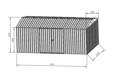 â14x8 ft metal garden shed in dark gray with double doorsâ
âInterior of steel garage shed with sloped roof and ventsâ
âWhite metal shed model â 14 x 8 ft backyard setupâ
âGalvanized steel panels and door handles â close-upâ