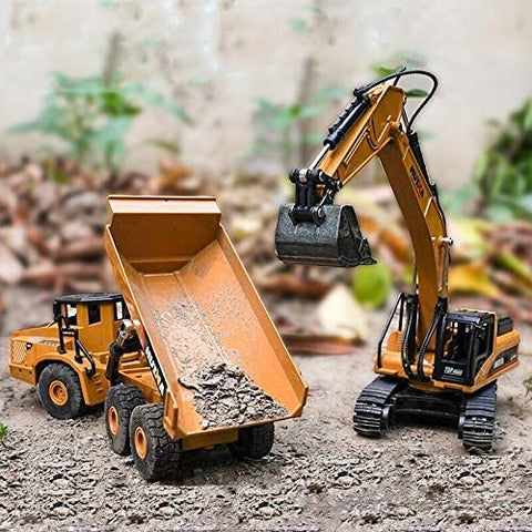 New 1:50 Scale Construction Dump Truck & Excavator Die - Cast Toy Set 201161 - with | Sold by Uncle Wiener's Wholesale