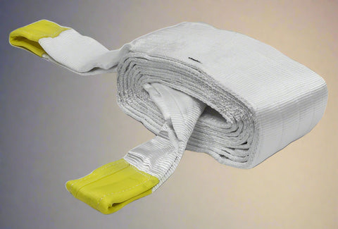 Heavy-duty white nylon tow strap with looped ends
Industrial-grade truck recovery strap folded for packaging
Close-up of reinforced tow strap loop
12" x 30FT white recovery strap rolled
Tow strap rated for 200,000 lbs recovery