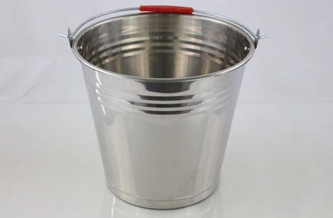"16L stainless steel pail bucket with handle"
"Food-grade silver steel container"
"Rust-resistant pail for commercial or home use"
"QT9102 stainless pail used for liquids and chemicals"