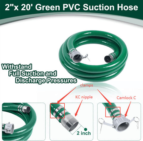 New 2" & 3" 20 FT PVC Water Pump Suction Hoses with Strainer or Filter 915321 915323 - with 2″ & 3″ 20 FT SUCTION HOSE PVC & FITTINGS | Sold by Uncle Wiener's Wholesale