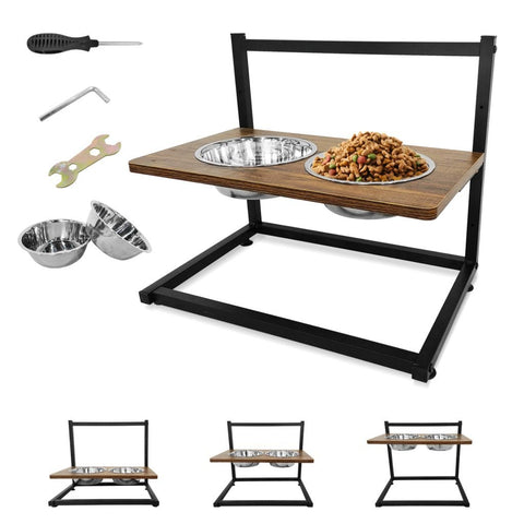 New 2 - Bowl Elevated Dog & Cat Raised Pet Feeder – Adjustable Height, Non - Slip Design 257105 - with | Sold by Uncle Wiener's Wholesale