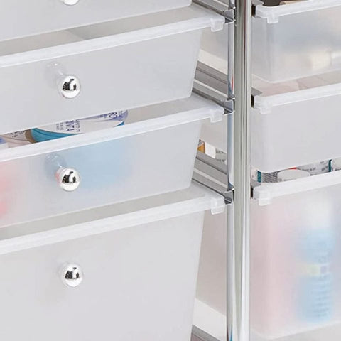 2-drawer rolling cart organizer front view
12-drawer storage trolley side angle
caster wheel for mobile cart
drawer organizer with supplies
rolling cart used in home office or studio
