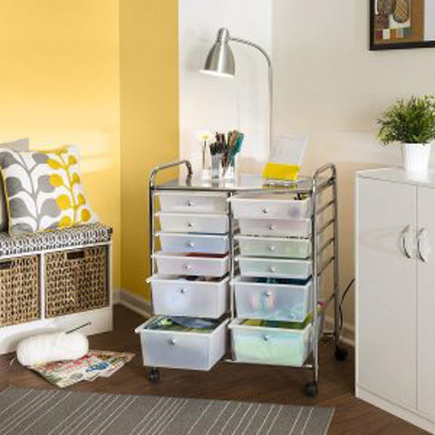 2-drawer rolling cart organizer front view
12-drawer storage trolley side angle
caster wheel for mobile cart
drawer organizer with supplies
rolling cart used in home office or studio