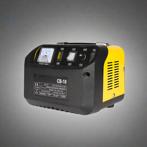 "Heavy-duty wheeled 12V/24V battery jump starter for trucks and vans"
"Compact 2-in-1 12V 24V battery charger with auto shutoff timer"