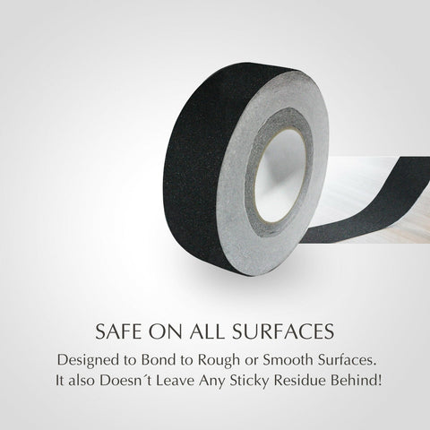 2 inch x 60 ft black anti-slip safety grip tape roll
heavy-duty adhesive grip tape for indoor and outdoor steps
traction safety tape for trailers, stairs, and ramps