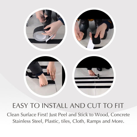2 inch x 60 ft black anti-slip safety grip tape roll
heavy-duty adhesive grip tape for indoor and outdoor steps
traction safety tape for trailers, stairs, and ramps