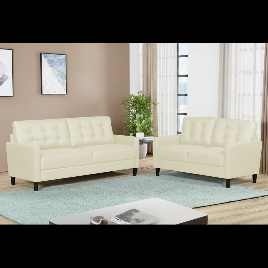 New 2 Piece Sofa Set & Loveseat Couch – Modern Living Room Furniture Combo - with Beige Combo | Sold by Uncle Wiener's Wholesale