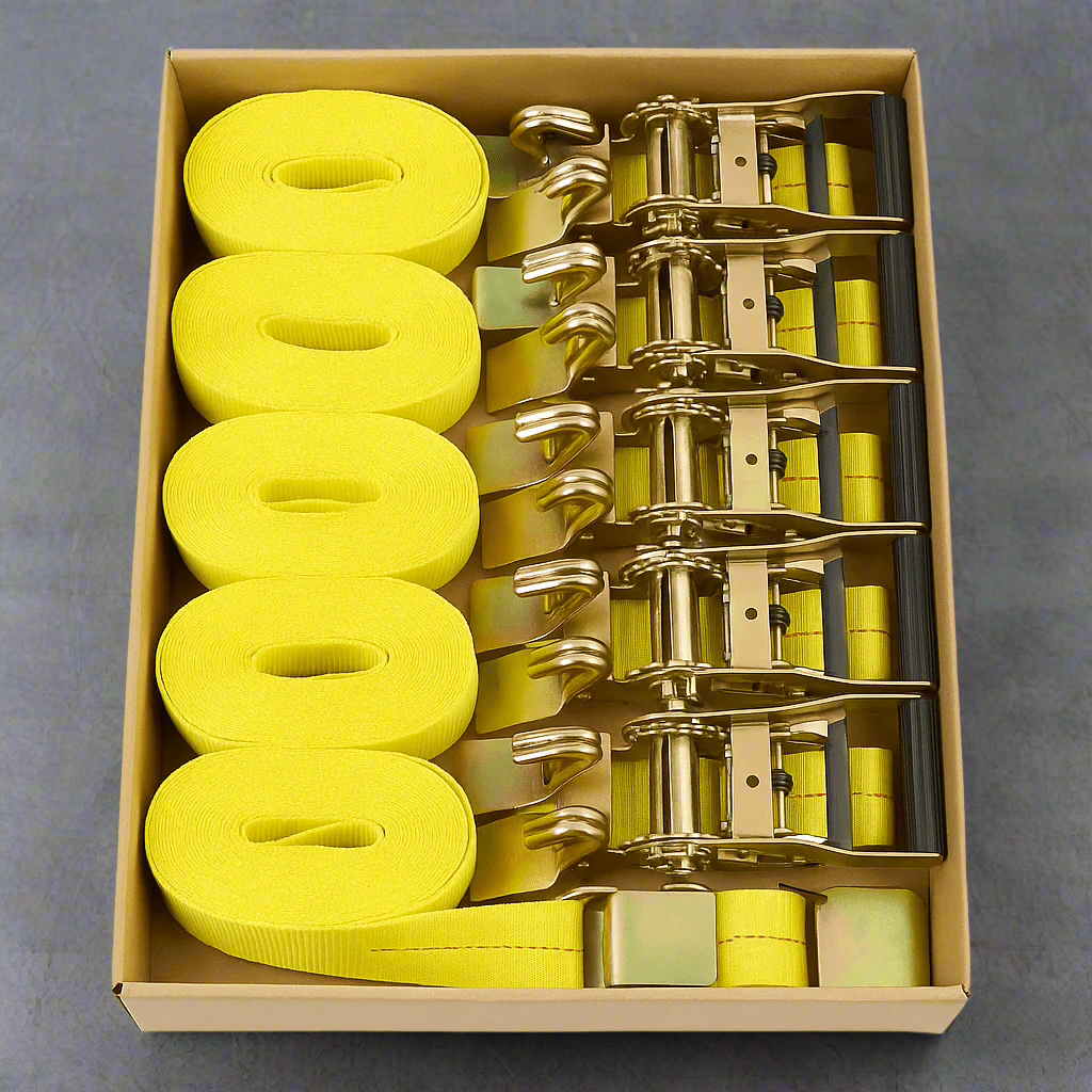 NEW 2" x 20' Flat Hook Cargo Ratchet Strap - with 2" x 20' Case of (10) Strap | Sold by Uncle Wiener's Wholesale