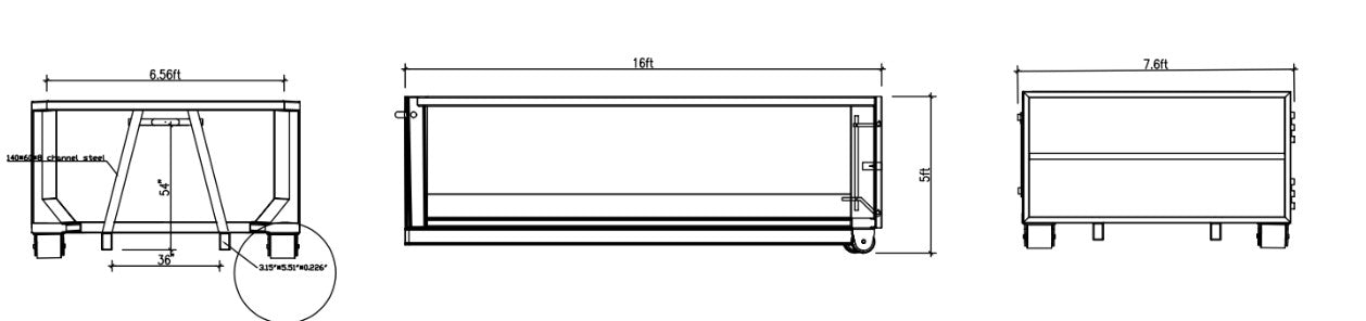 20 cubic yard roll-off lugger bin – industrial scrap container for demolition waste