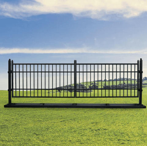 20 FT Galvanized Steel Farm Driveway Gate with Black Powder-Coated Finish – TM18NCC
