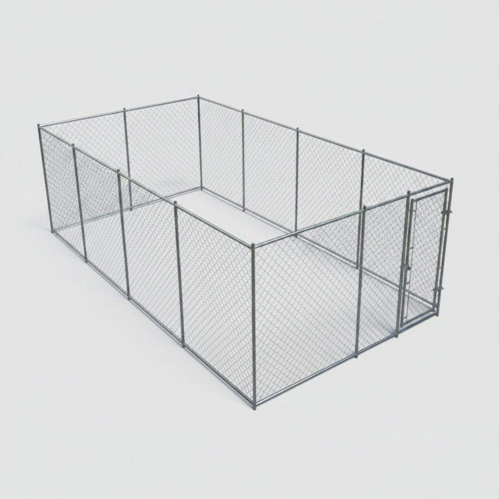 "20x10 chain link outdoor dog kennel enclosure"
"Heavy-duty dog kennel with galvanized frame for backyard"
"Spacious 20ft dog run fence with secure chain link walls"
