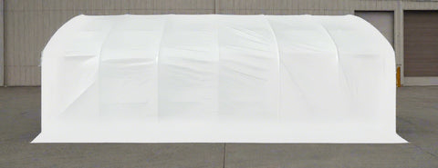 20x30 straight wall peak ceiling shelter with PVC cover – front view
Inside view of industrial-grade PVC storage shelter with steel frame
Roll-up zippered door on heavy-duty 20x30 equipment storage shelter
Installation-ready white PVC storage building for commercial use