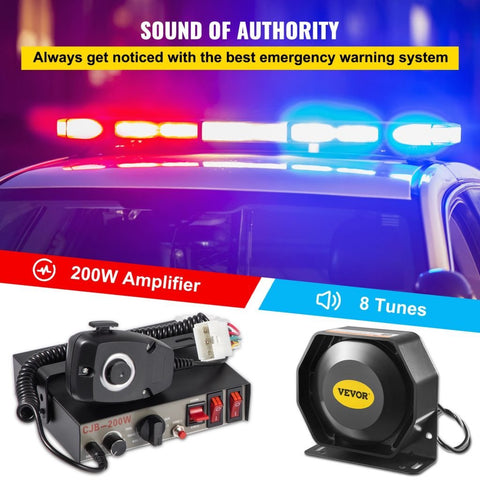 New 200W Emergency Siren System Bundle ��� 8 - Tone Warning PA & Microphone 628526 - with | Sold by Uncle Wiener's Who