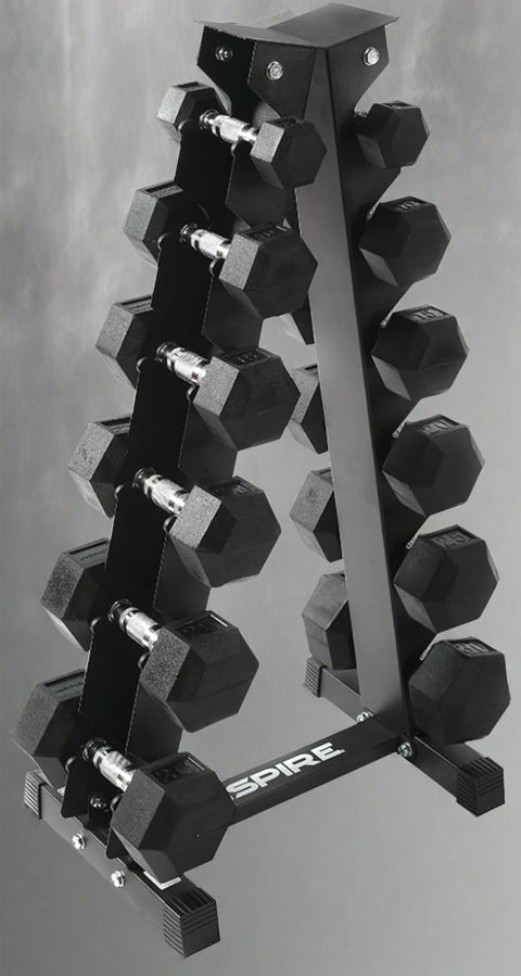 "210 LB Rubber Dumbbell Set with Vertical A-frame Rack"
"Rubber Hex Dumbbells for Home Gym"
"Space-Saving Dumbbell Rack"
"Dumbbell Weight Set for Strength Training"
"Commercial-Grade Rubber Dumbbells with Rack"