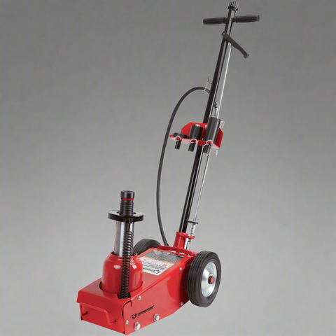 22 Ton Air Hydraulic Floor Jack – Full Side View in Red
35 Ton Air Hydraulic Jack with Adapters – Black Finish
Heavy-Duty Floor Jack Set – Both Sizes with Components
22 & 35 Ton Air Jacks – Extended Handle Setup
Close-Up of Hydraulic Lift Mechanism and Controls
Heavy-Duty Wheels and Lifting Saddle – Air Jack Detail
