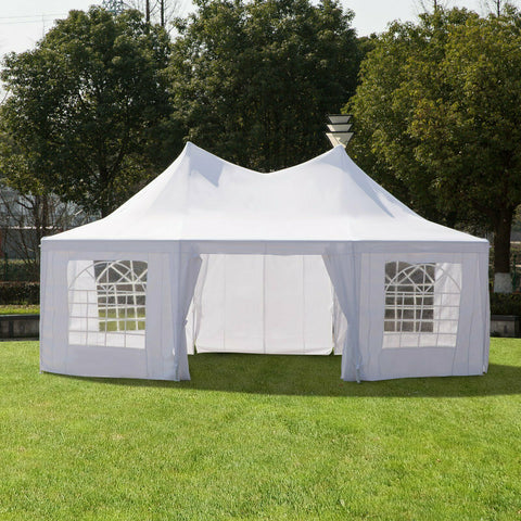 New 22 x 16 Ft Octagon PVC Party Tent – Waterproof High Roof Event Canopy with Church Windows – SKU S3074 - with | Sold by Uncle Wiener's Wholesale