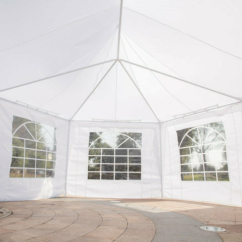 New 22 x 16 Ft Octagon PVC Party Tent – Waterproof High Roof Event Canopy with Church Windows – SKU S3074 - with | Sold by Uncle Wiener's Wholesale