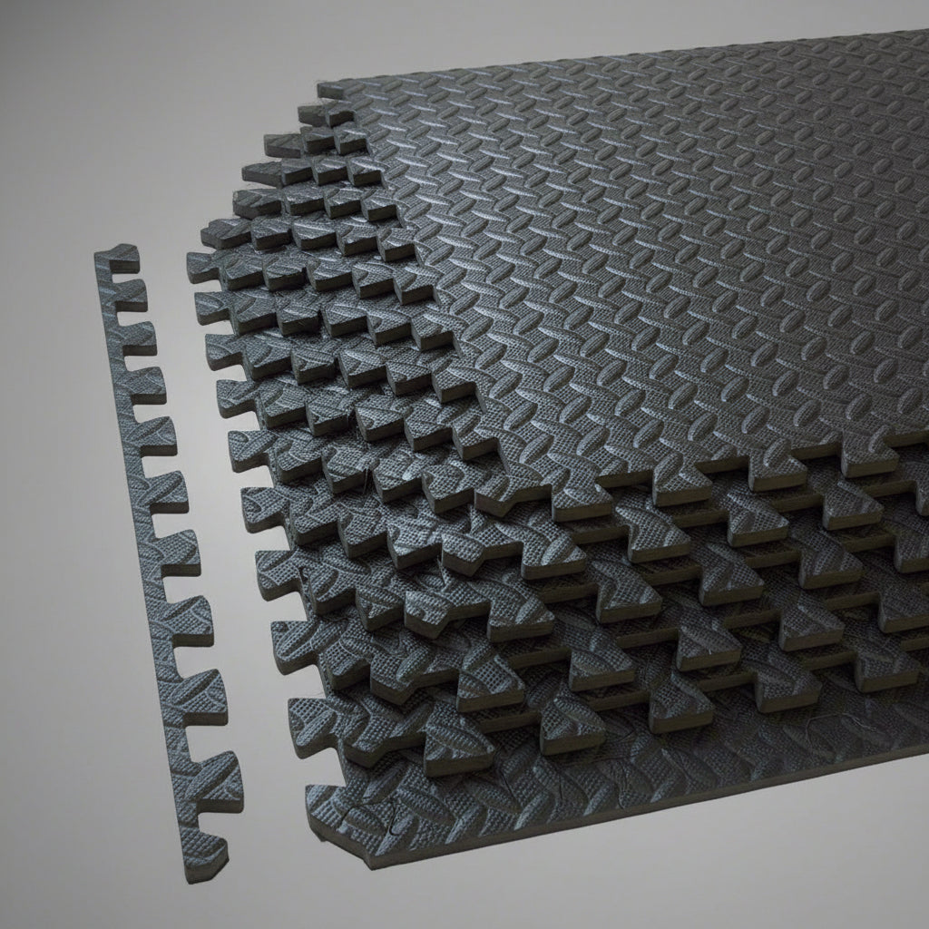 Interlocking EVA Foam Mat Set – Black Flooring Tiles