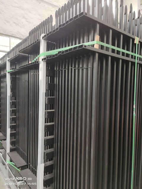 "240 FT wrought iron fence panel kit with black powder-coated finish"
"Heavy-duty steel fencing system for perimeter security"
"Wrought iron fence panels with posts for outdoor fencing β 10 ft panels"
