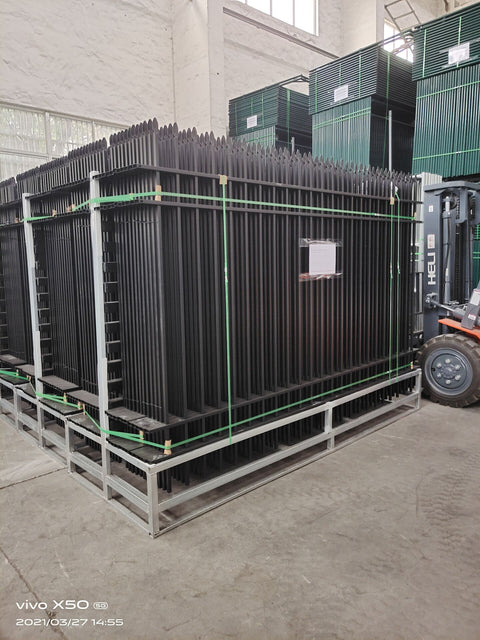 "240 FT wrought iron fence panel kit with black powder-coated finish"
"Heavy-duty steel fencing system for perimeter security"
"Wrought iron fence panels with posts for outdoor fencing β 10 ft panels"