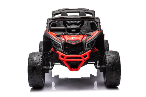 Neon Green 24V Can-Am UTV ride-on car for kids
Side view of Can-Am Maverick electric kids vehicle
Rear suspension view of 2-seater ride-on UTV
LED headlight detail on Can-Am ride-on
Kids ride-on off-road UTV in Neon Pink