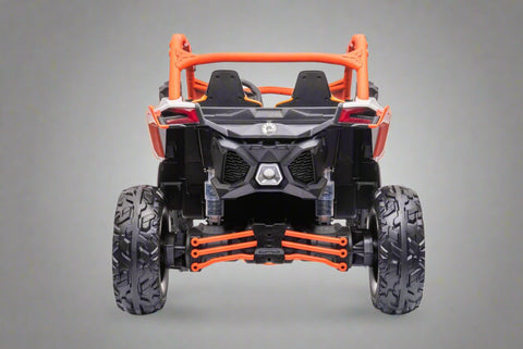 Can-Am Maverick 24V Ride-On UTV – Orange White 2-Seater
200W Brushless Motor UTV for Kids – Front View
24V Ride-On UTV with Remote and Suspension
Dual-Seater Kids UTV – Red White Can-Am Style
Can-Am Maverick Ride-On with Off-Road Tires for Kids