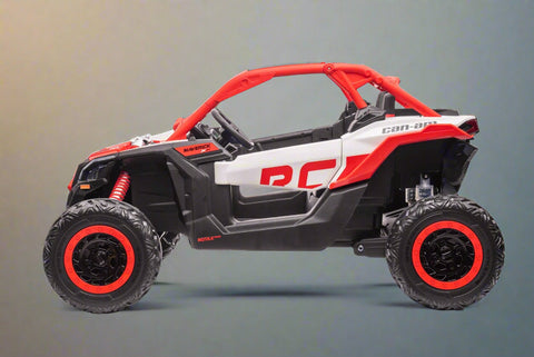 Can-Am Maverick 24V Ride-On UTV – Orange White 2-Seater
200W Brushless Motor UTV for Kids – Front View
24V Ride-On UTV with Remote and Suspension
Dual-Seater Kids UTV – Red White Can-Am Style
Can-Am Maverick Ride-On with Off-Road Tires for Kids