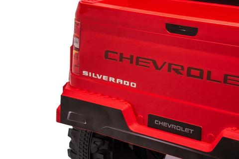 Red Chevrolet ride-on pickup truck for kids with open doors
Front view of Chevrolet kids ride-on with LED lights
Side view of red 24V Chevrolet electric truck toy
Remote-controlled kids electric pickup truck in red
Ride-on truck with Bluetooth and leather seating for children
