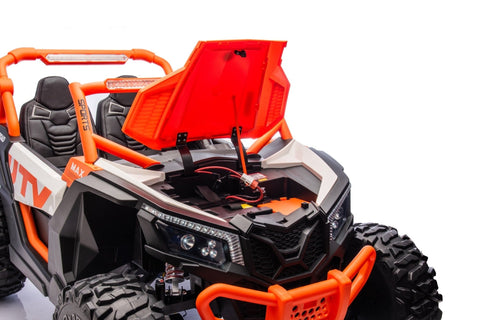 NEW 24V Deluxe UTV Ride - On – 4WD Kids Electric Car - with Orange & White | Sold by Uncle Wiener's Wholesale