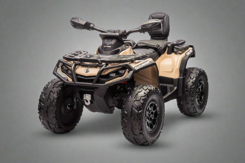 Black Can-Am kids ride-on ATV with LED lights
Side view of Can-Am 24V ATV toy with two seats
Front view of Can-Am Outlander kids ride-on ATV
Kids electric ATV with rugged tires and suspension
Dual-seat ride-on ATV for kids with Bluetooth and LED