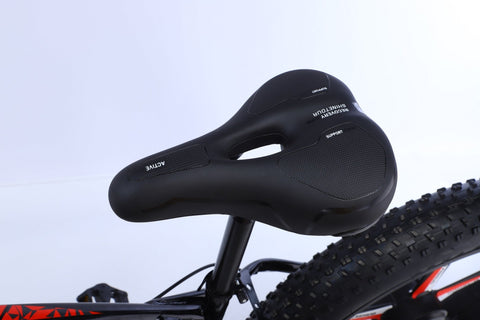 26 inch electric fat tire e-bike with 500W motor and disc brakes
Side view of black all-terrain e-bike with oversized tires
Removable 48V lithium battery on mountain fat tire e-bike
Close-up of rear hub motor and gear system on electric bike
Electric trail bike designed for snow, sand, and rugged terrain
Urban and off-road ready fat tire e-bike with aluminum frame