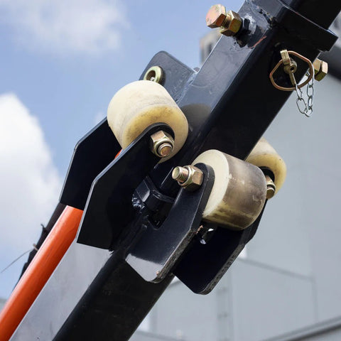26 FT Telescoping Hydraulic Truss Boom for Skid Steer
Skid Steer Crane Arm Lifting Beam
Truss Boom Fully Extended
Close-up of Hydraulic Truss Boom Cylinders
Heavy-Duty Skid Steer Boom with Safety Valve System