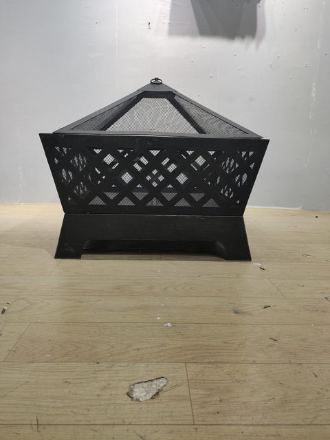 New 26" Square Firepit with Antique Bronze Finish & Spark Guard – Embossed Design | SKU: XY0616 - with | Sold by Uncle Wiener's Wholesale