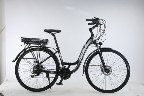 28 inch electric city cruiser bike – side view
350W rear hub motor close-up on e-bike
Lightweight aluminum e-bike with step-through frame
Display panel and handlebar view of electric bike
21-speed electric commuter bike on city road